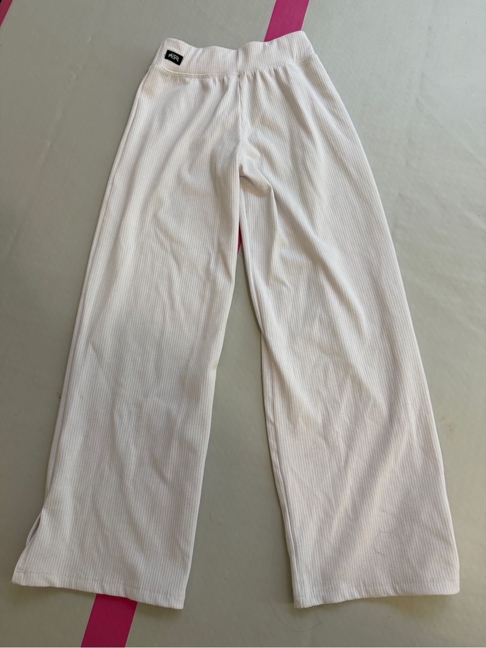 Tiger Friday Wide-Leg Ribbed Bottoms in White